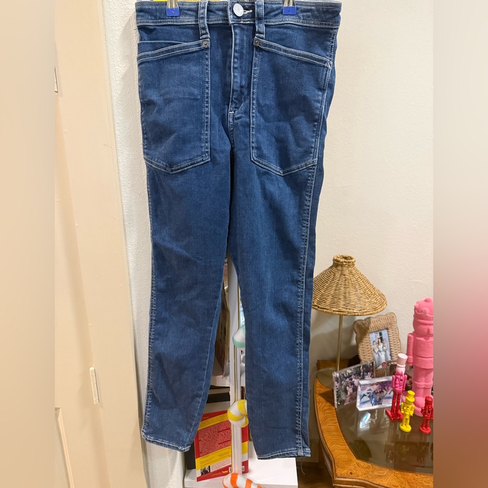 ASOS Ridley High Waisted Jeans with White Stitching